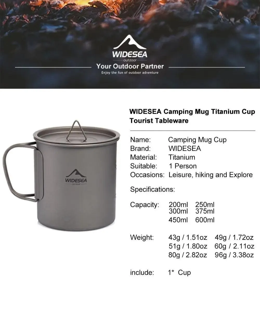 🏕️ Widesea Camping Mug | Titanium Cup for Outdoor Cooking & Travel | Picnic, Hiking, and Tourist Tableware 🍃