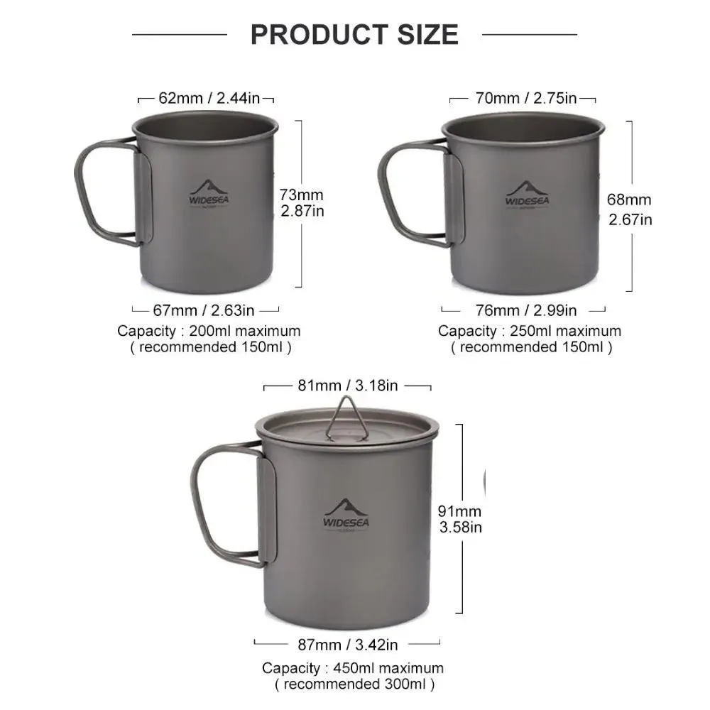 🏕️ Widesea Camping Mug | Titanium Cup for Outdoor Cooking & Travel | Picnic, Hiking, and Tourist Tableware 🍃