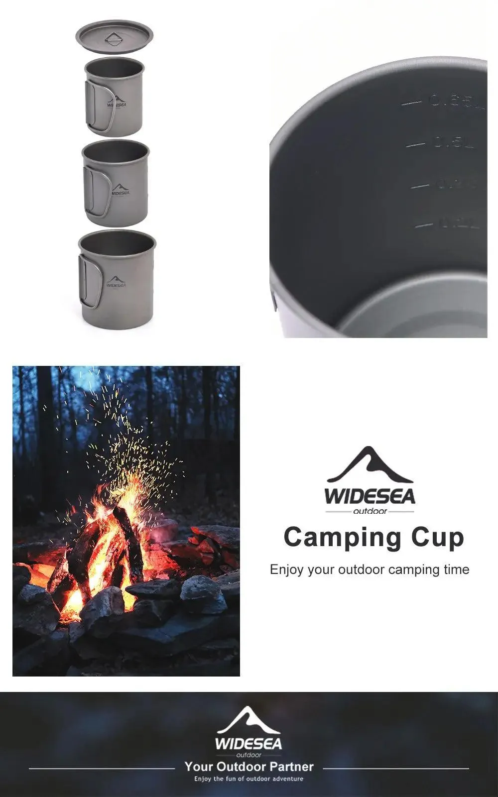 🏕️ Widesea Camping Mug | Titanium Cup for Outdoor Cooking & Travel | Picnic, Hiking, and Tourist Tableware 🍃