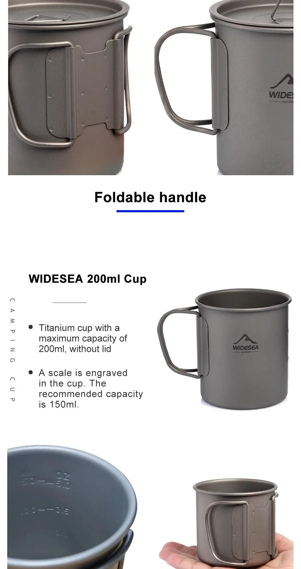 🏕️ Widesea Camping Mug | Titanium Cup for Outdoor Cooking & Travel | Picnic, Hiking, and Tourist Tableware 🍃