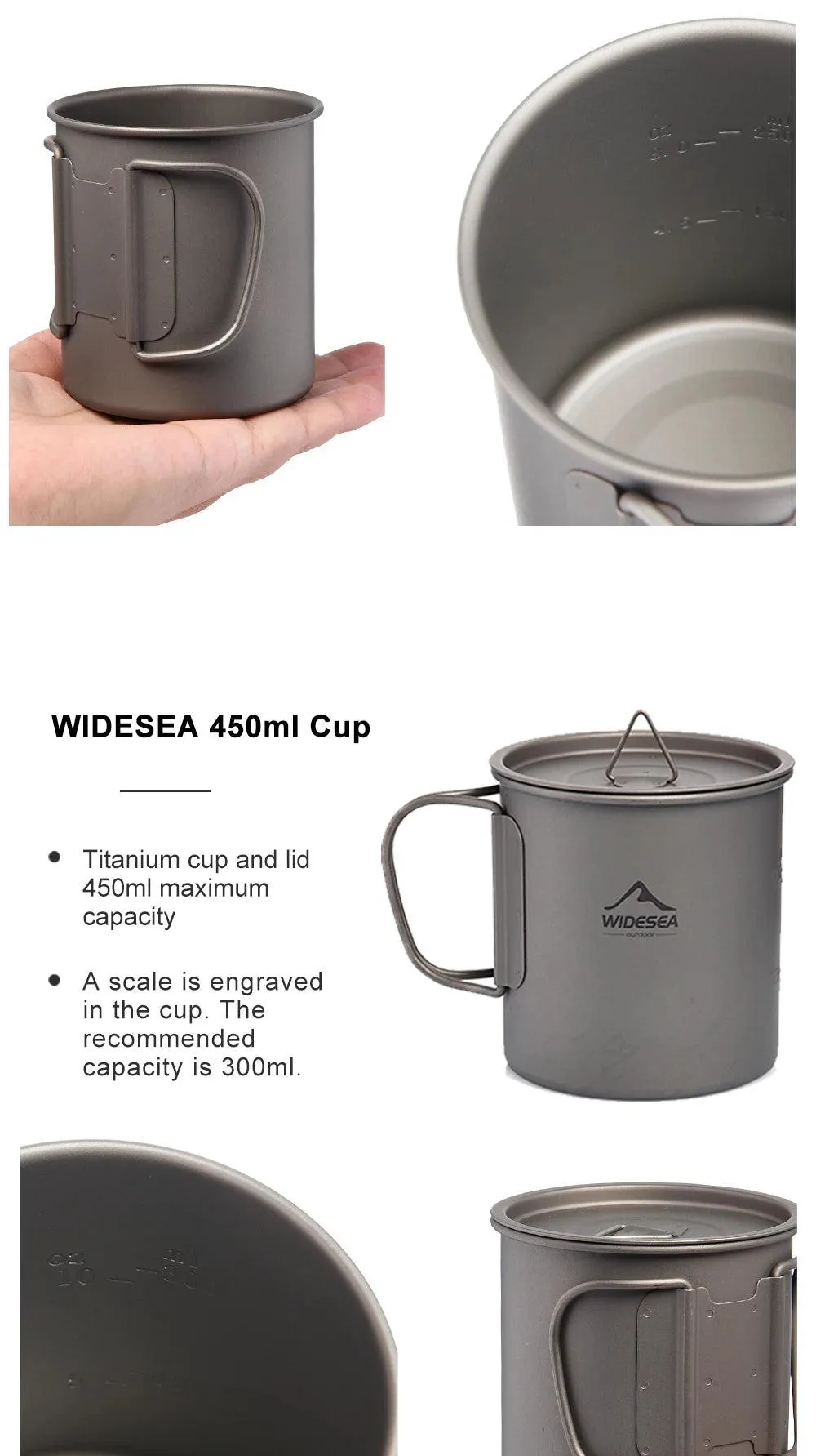🏕️ Widesea Camping Mug | Titanium Cup for Outdoor Cooking & Travel | Picnic, Hiking, and Tourist Tableware 🍃