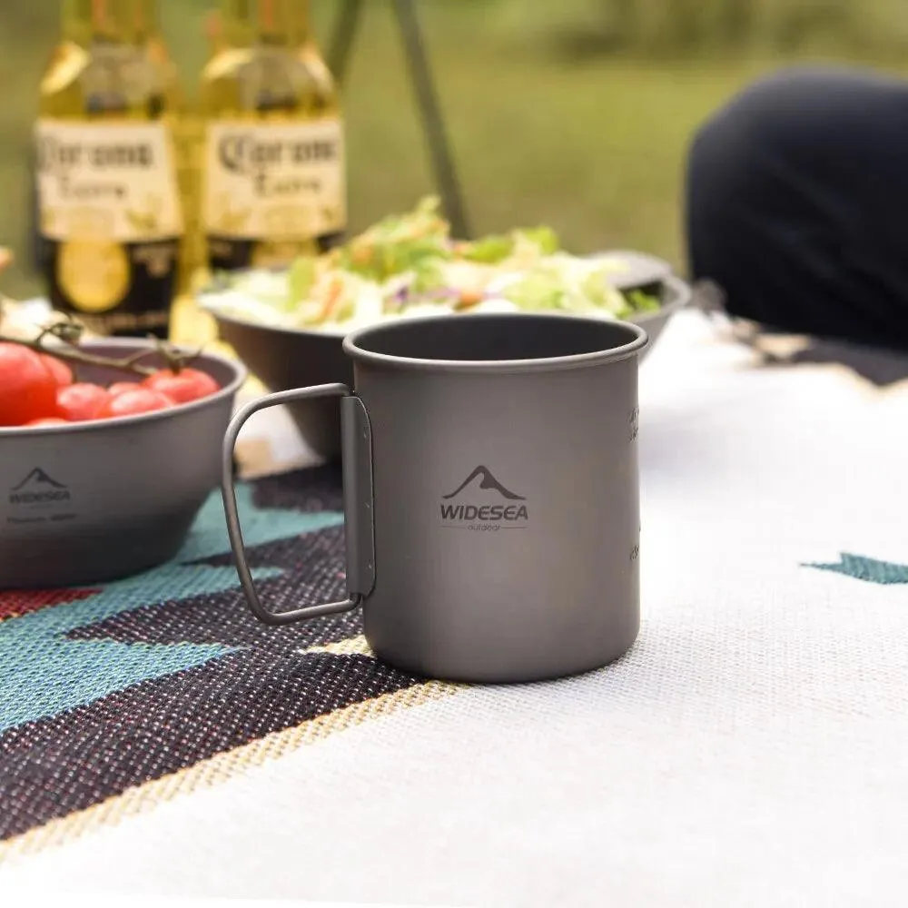 🏕️ Widesea Camping Mug | Titanium Cup for Outdoor Cooking & Travel | Picnic, Hiking, and Tourist Tableware 🍃