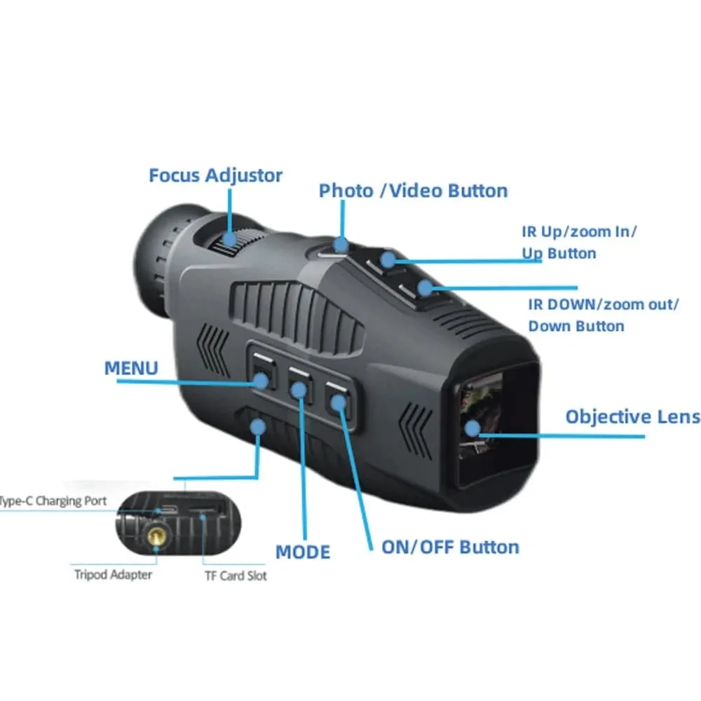 1080P Portable Monocular Infrared Night-Visions Device Day Night Photo Video Taking 5X Digital Zoom 300M Full Dark Viewing