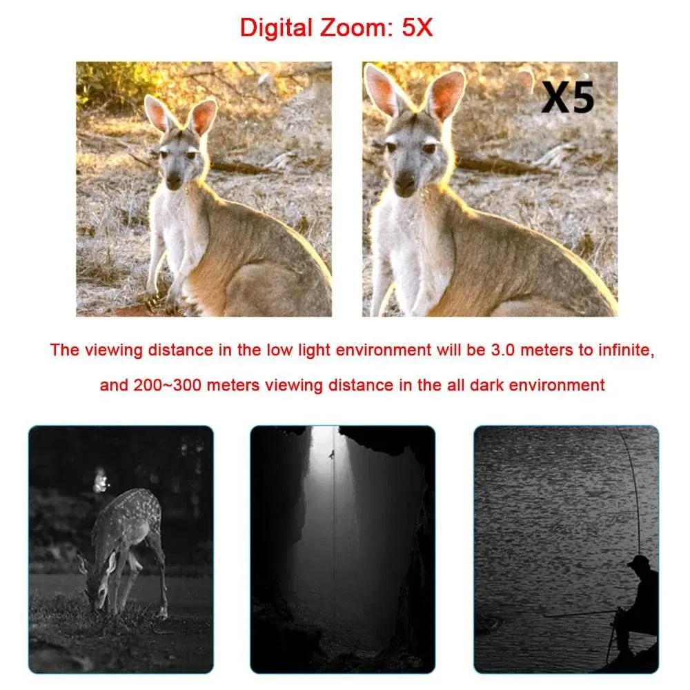 1080P Portable Monocular Infrared Night-Visions Device Day Night Photo Video Taking 5X Digital Zoom 300M Full Dark Viewing