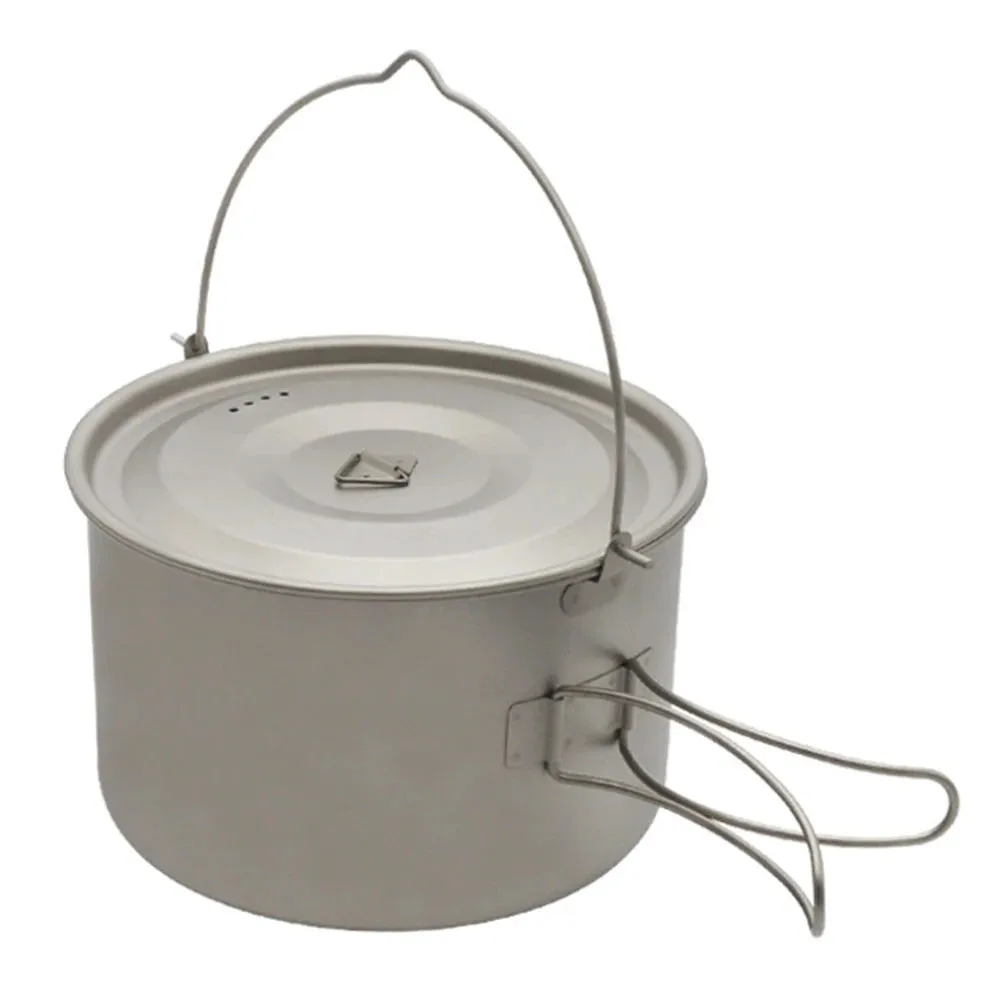 1.8L/3L Titanium Pot Ultralight Hanging Pot with Lid and Foldable Handle Storage Bag Outdoor Camping Hiking Backpacking Picnic