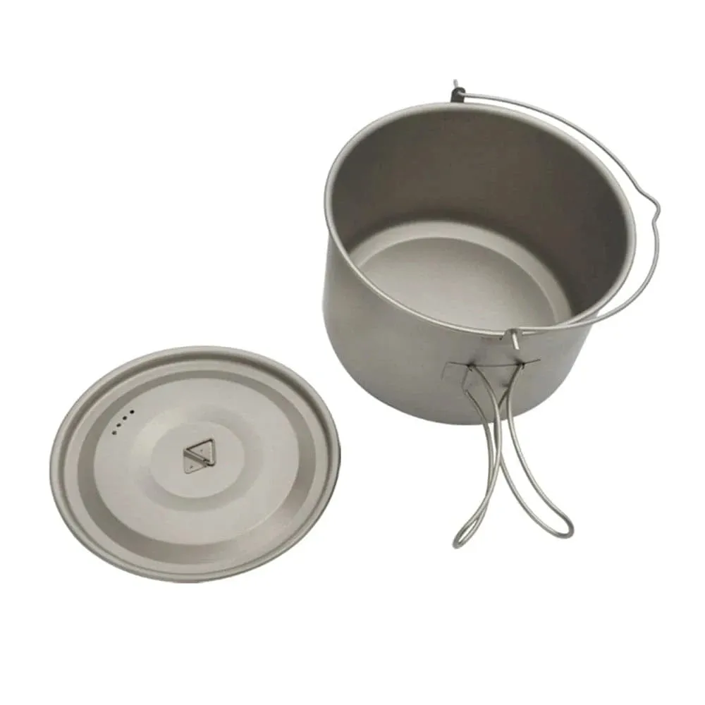 1.8L/3L Titanium Pot Ultralight Hanging Pot with Lid and Foldable Handle Storage Bag Outdoor Camping Hiking Backpacking Picnic