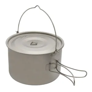 1.8L/3L Titanium Pot Ultralight Hanging Pot with Lid and Foldable Handle Storage Bag Outdoor Camping Hiking Backpacking Picnic