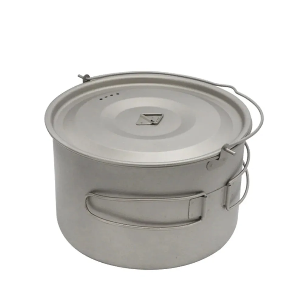 1.8L/3L Titanium Pot Ultralight Hanging Pot with Lid and Foldable Handle Storage Bag Outdoor Camping Hiking Backpacking Picnic