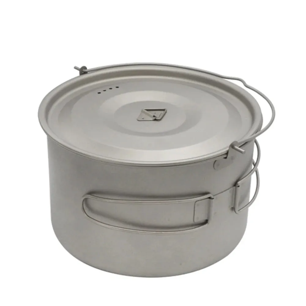 1.8L/3L Titanium Pot Ultralight Hanging Pot with Lid and Foldable Handle Storage Bag Outdoor Camping Hiking Backpacking Picnic
