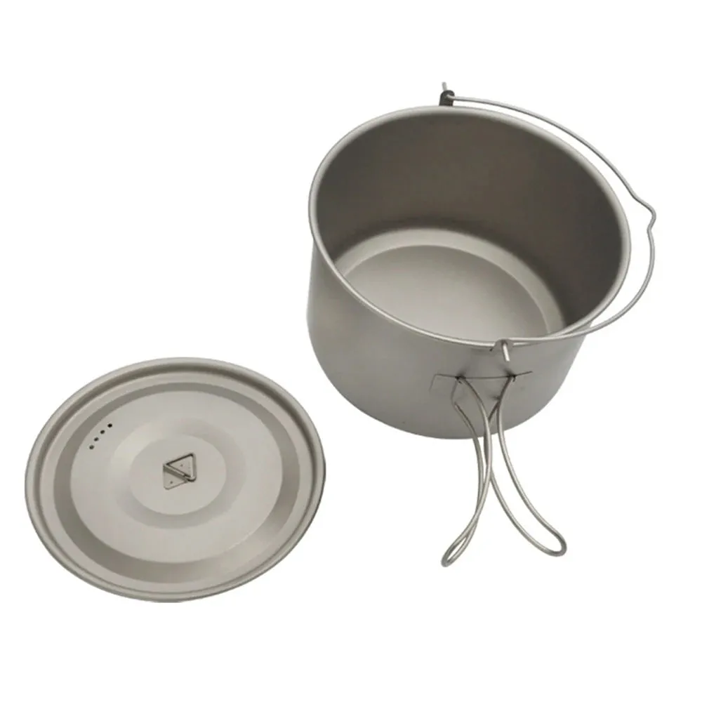 1.8L/3L Titanium Pot Ultralight Hanging Pot with Lid and Foldable Handle Storage Bag Outdoor Camping Hiking Backpacking Picnic