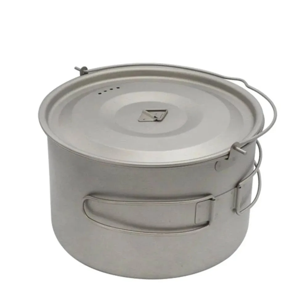 1.8L/3L Titanium Pot Ultralight Hanging Pot with Lid and Foldable Handle Storage Bag Outdoor Camping Hiking Backpacking Picnic
