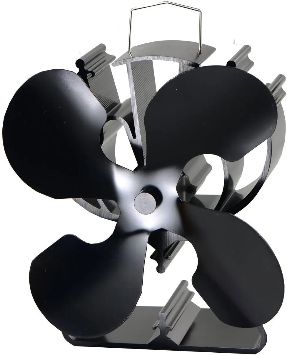 4-Blade Heat Powered Stove Fan for Wood/Log Burner/Fireplace Increases 80% More Warm air Than 2 Blade Fan