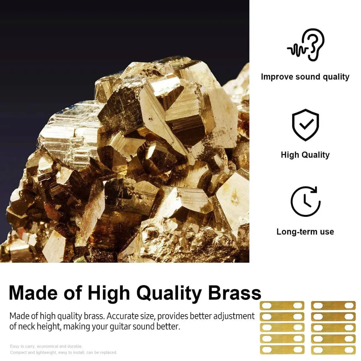 8pcs Guitar Neck Shims 0.2/0.5/1mm Thickness Brass Shims Set Connection Neck Plate Bolt-on Neck Repair Luthier Tool Guitar Bass