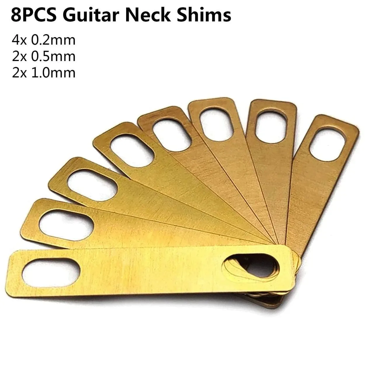 8pcs Guitar Neck Shims 0.2/0.5/1mm Thickness Brass Shims Set Connection Neck Plate Bolt-on Neck Repair Luthier Tool Guitar Bass