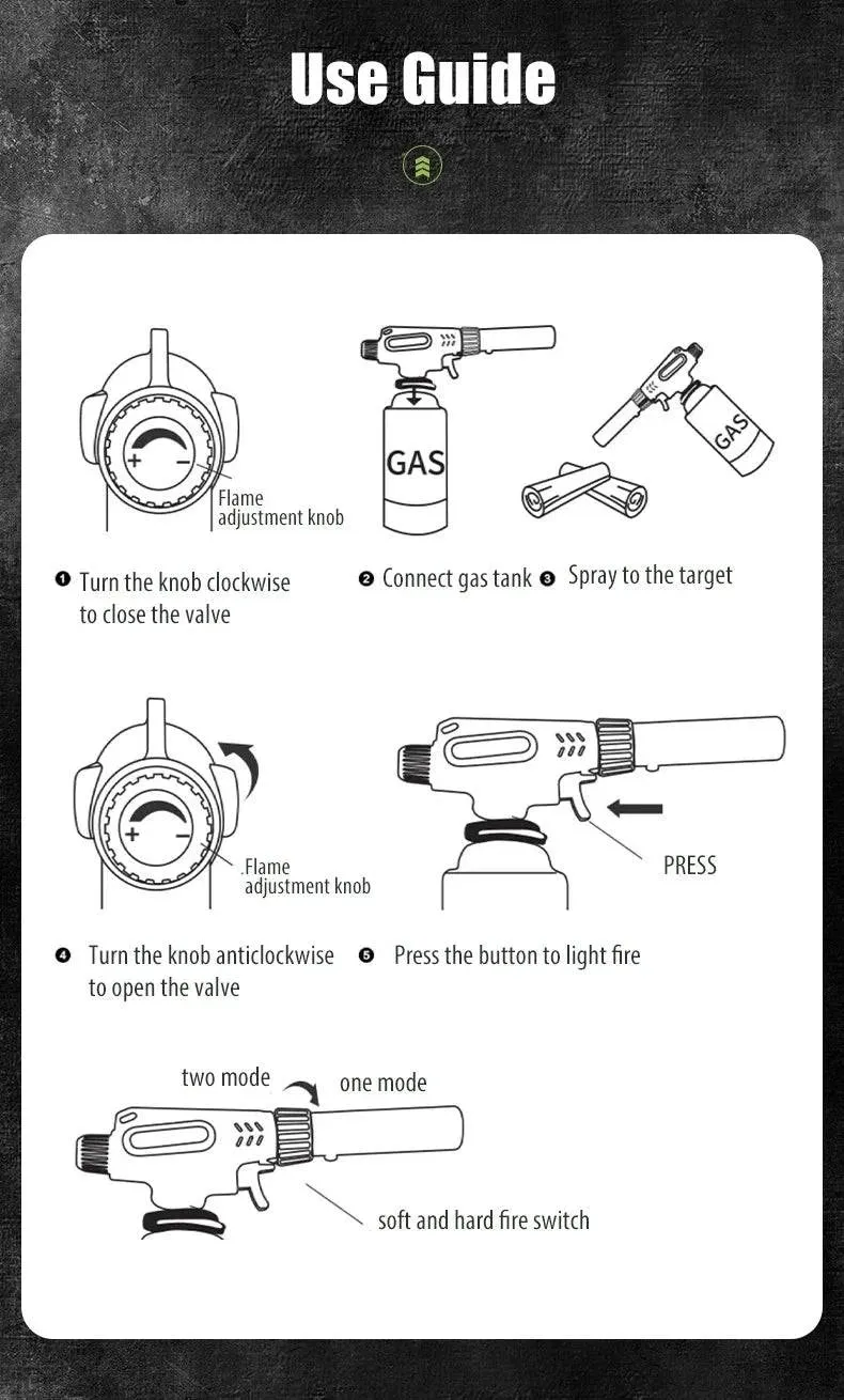 ALOCS Gas Butane Torch Flame Refillable Kitchen Lighter Burner Fire Starter for BBQ Cooking Baking Camping