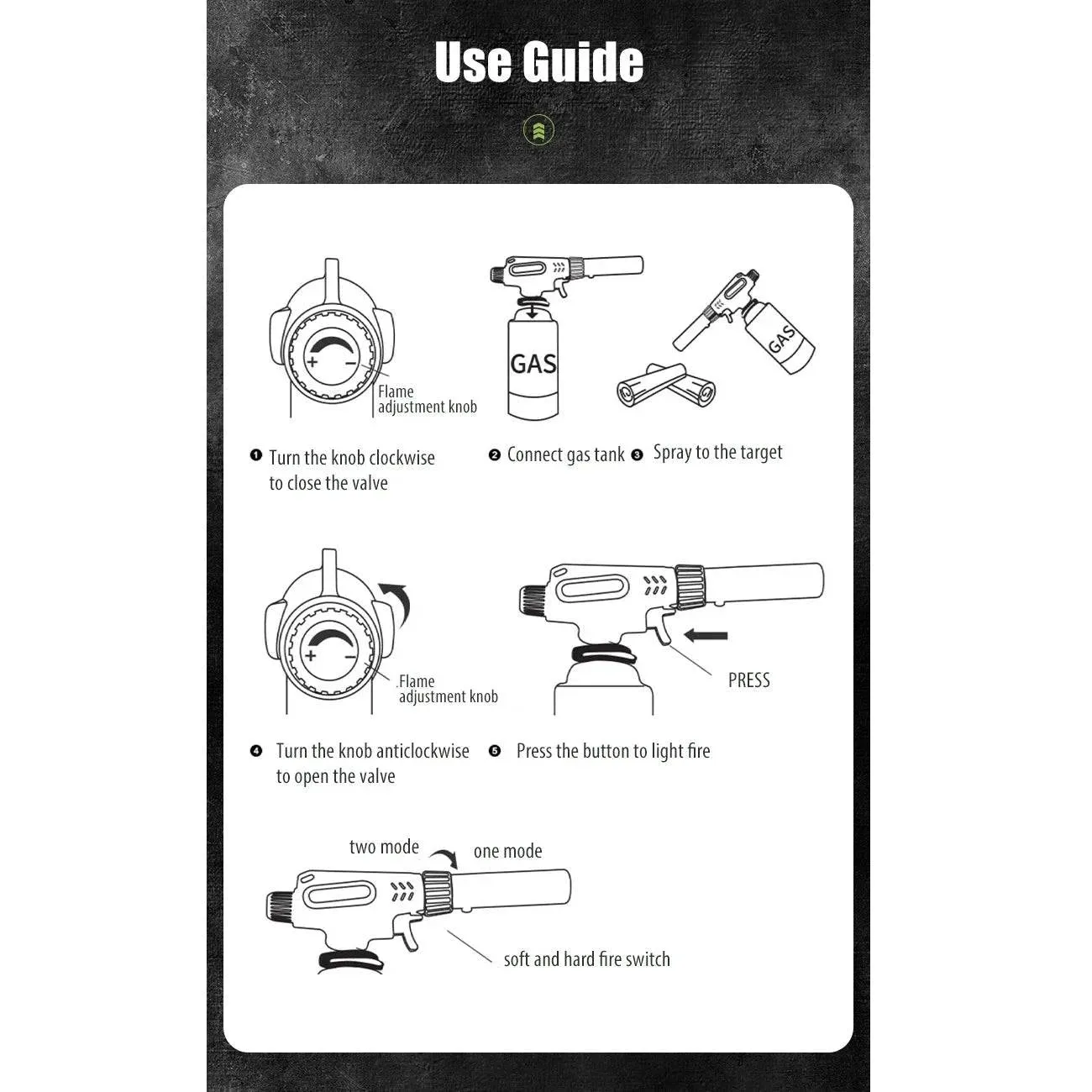 ALOCS Gas Butane Torch Flame Refillable Kitchen Lighter Burner Fire Starter for BBQ Cooking Baking Camping