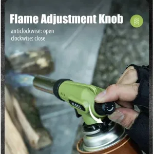 ALOCS Gas Butane Torch Flame Refillable Kitchen Lighter Burner Fire Starter for BBQ Cooking Baking Camping