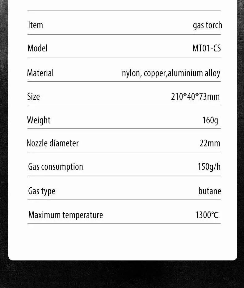 ALOCS Gas Butane Torch Flame Refillable Kitchen Lighter Burner Fire Starter for BBQ Cooking Baking Camping