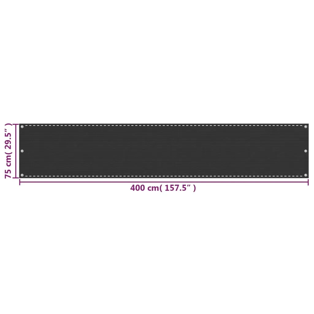 Balcony Screen HDPE 75x400 cm Anthracite