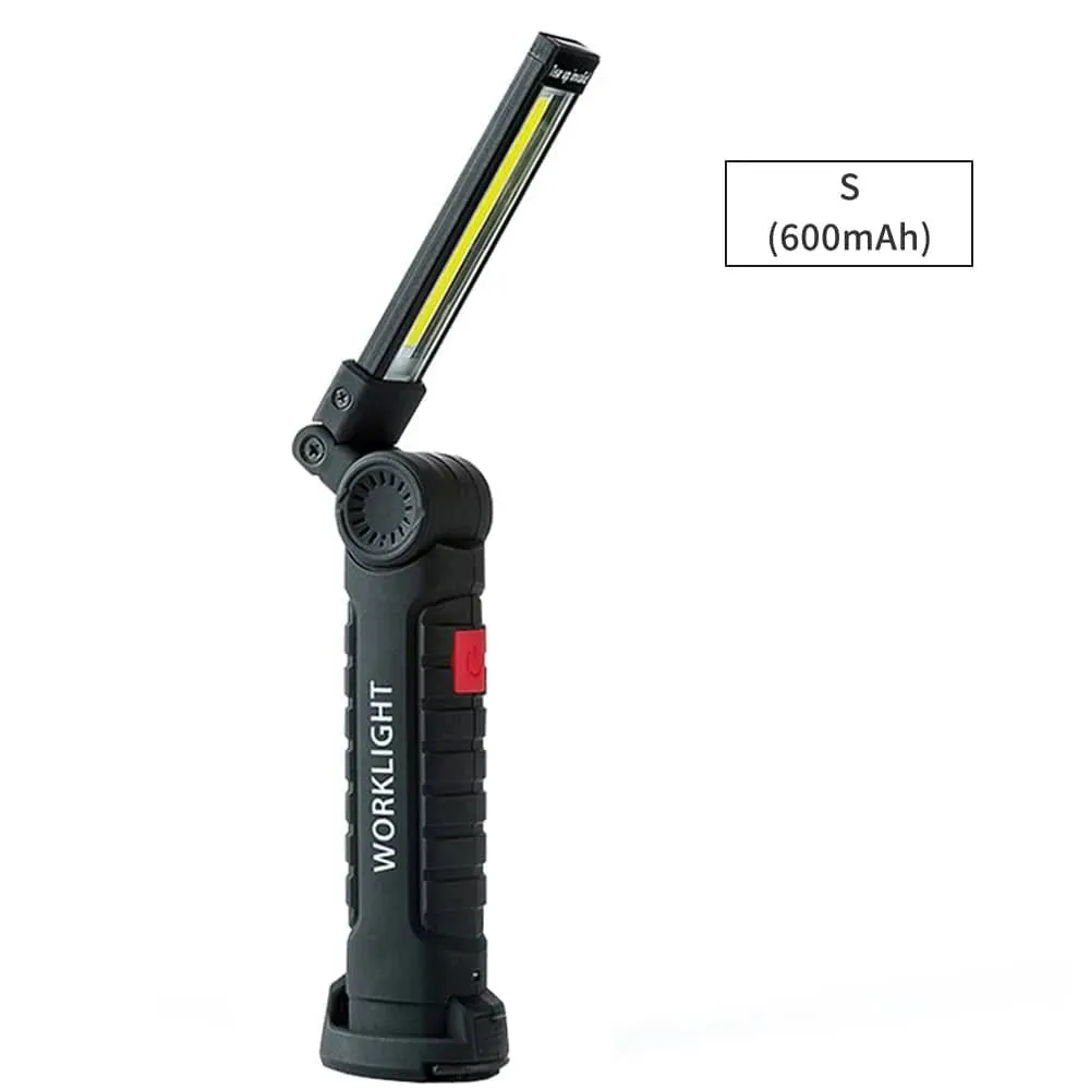 COB USB Rechargeable Handheld Torch Rotating Foldable Flashlight 5 Mode LEDs Work Light with Magnetics Base for Outdoor Camping