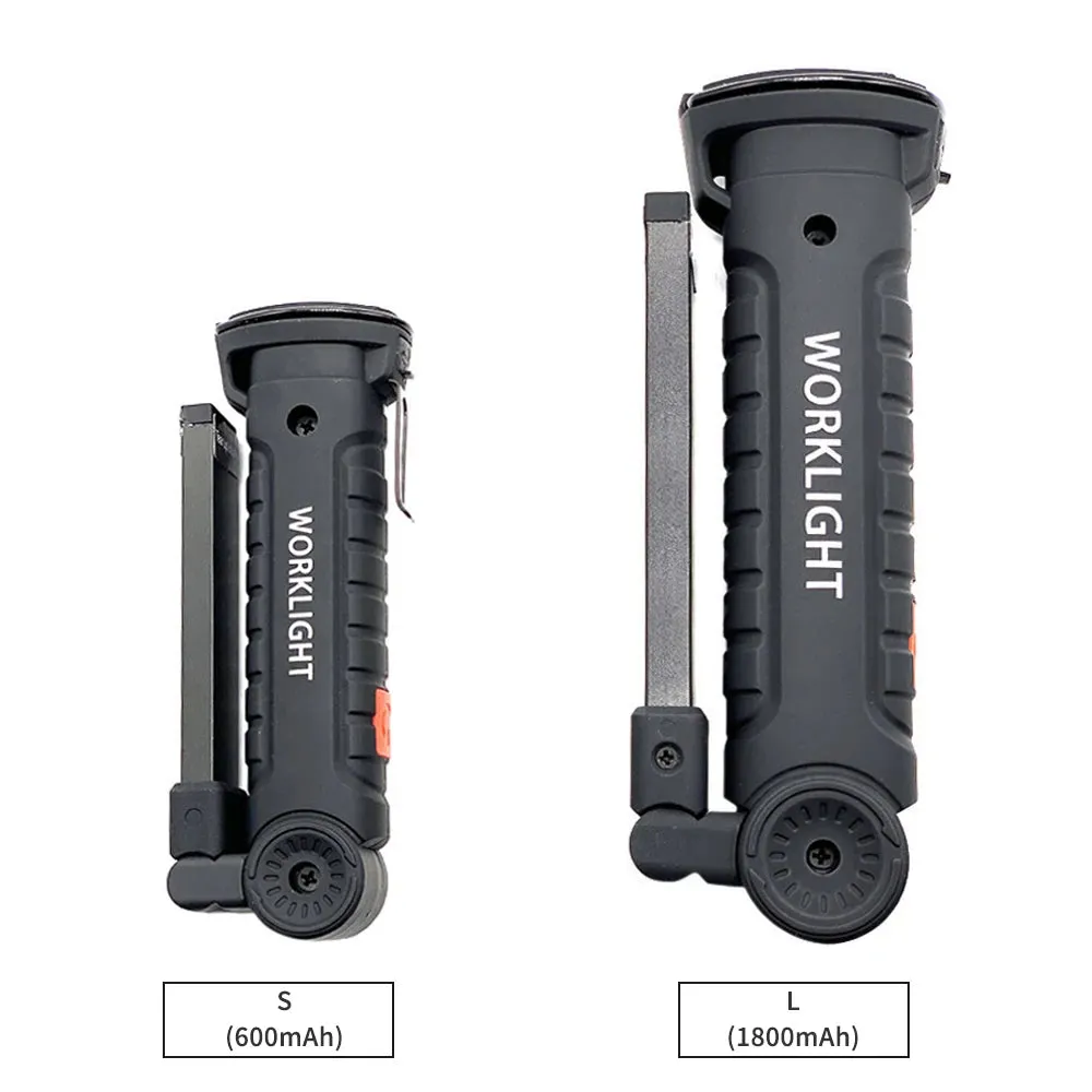 COB USB Rechargeable Handheld Torch Rotating Foldable Flashlight 5 Mode LEDs Work Light with Magnetics Base for Outdoor Camping