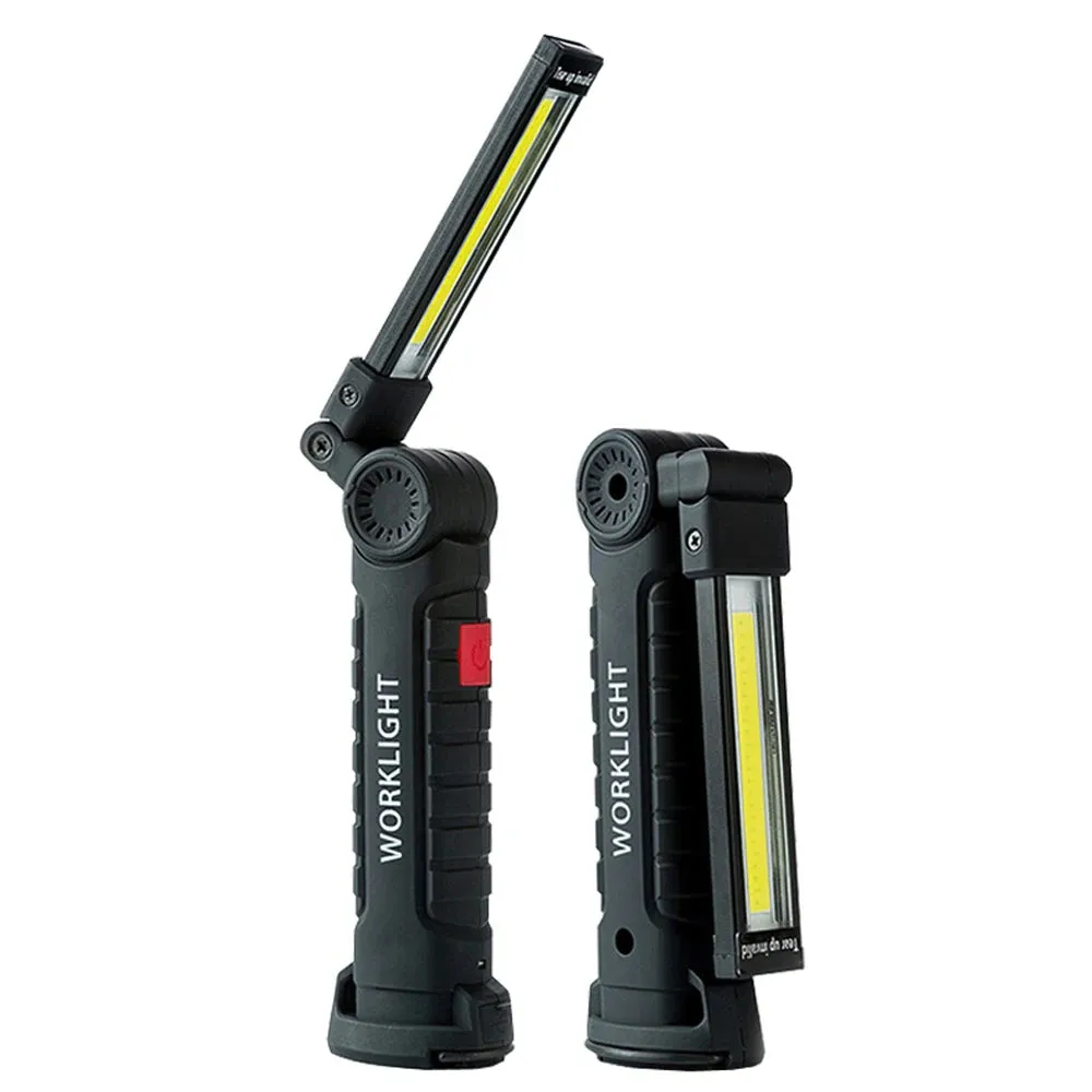 COB USB Rechargeable Handheld Torch Rotating Foldable Flashlight 5 Mode LEDs Work Light with Magnetics Base for Outdoor Camping