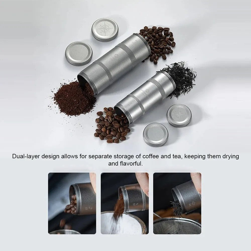 Coffee Can Outdoor Camping Aluminum Alloy Coffee Bean Tea-leaves Storage Bottle Seal-ed Layered Storage Jar for Coffee and Tea