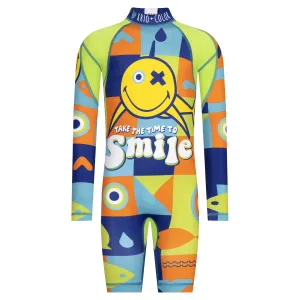 Happy Face Boys Long Sleeve Sunsuit