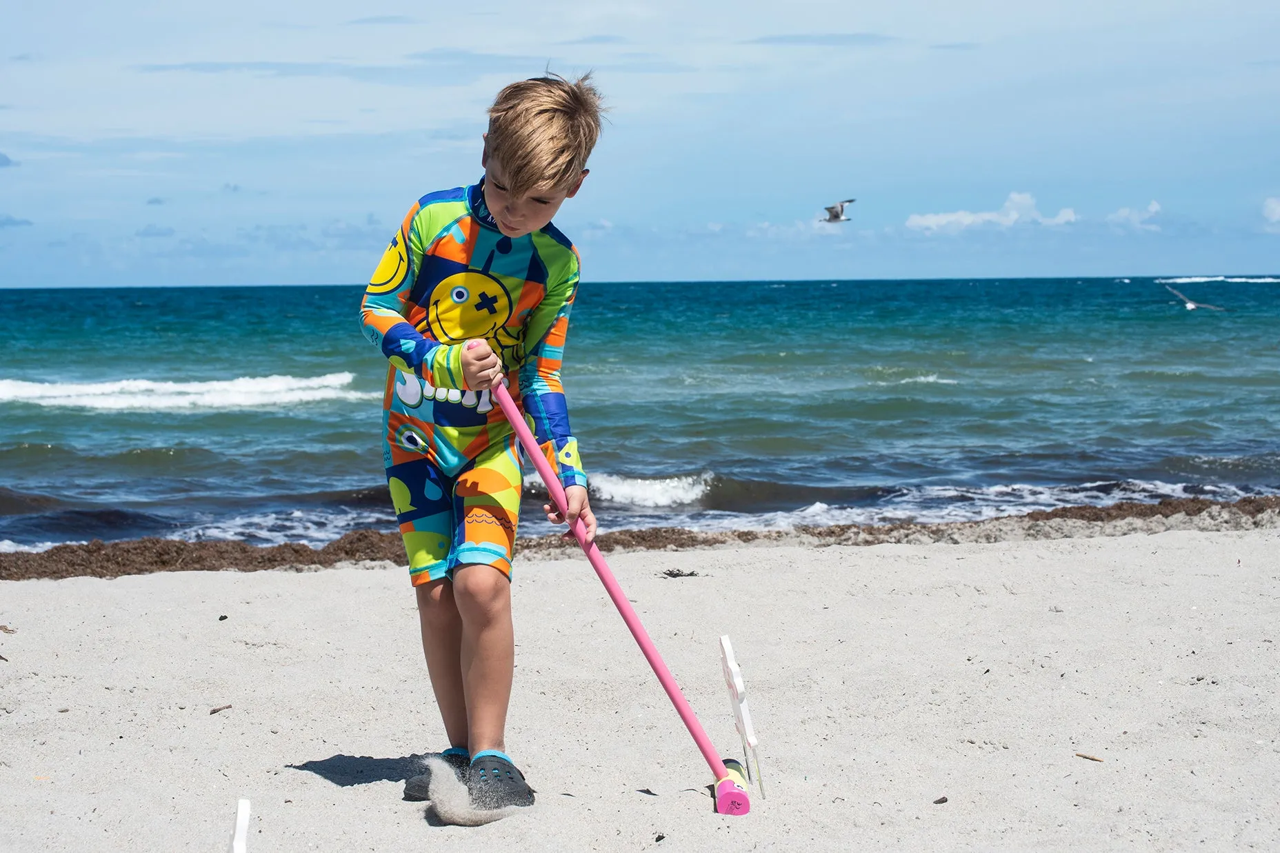Happy Face Boys Long Sleeve Sunsuit