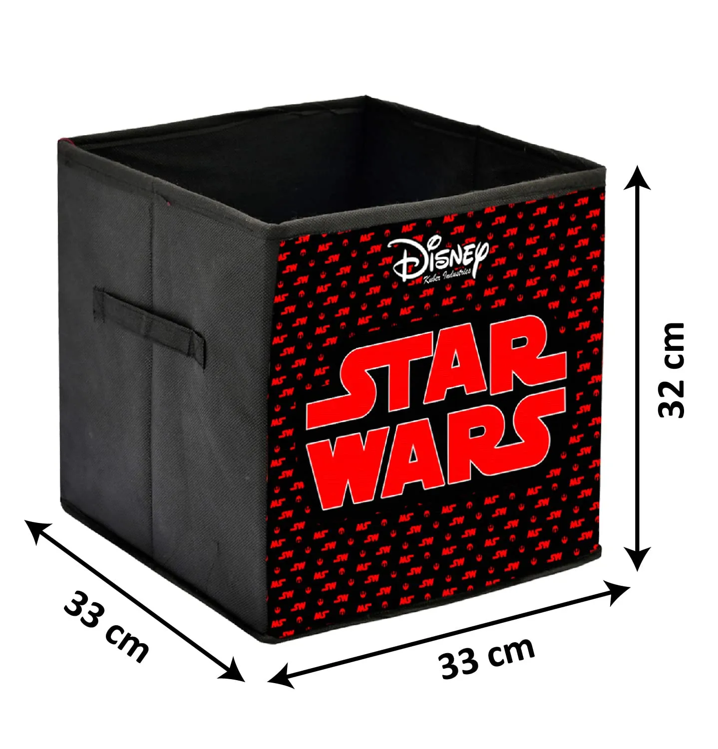 Heart Home Disney Star War Printed Non-Woven Foldable Storage Bin/Cube/Organizer For Toys, Clothes And Books With Handles- Pack of 4 (Black) -HS43HEARTH26296