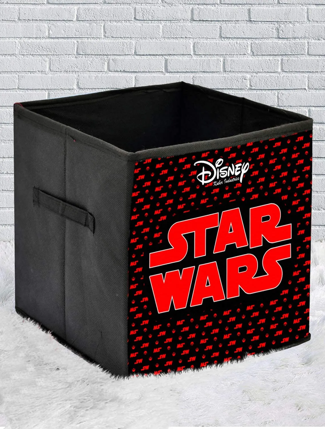 Heart Home Disney Star War Printed Non-Woven Foldable Storage Bin/Cube/Organizer For Toys, Clothes And Books With Handles- Pack of 4 (Black) -HS43HEARTH26296