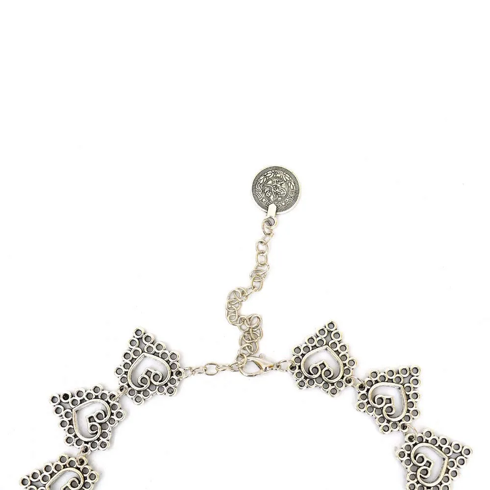 Joker & Witch Mandala inspired Silver Heart Choker for women
