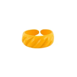 Joker & Witch Women Yellow Truffle Croissant Ring, One Size