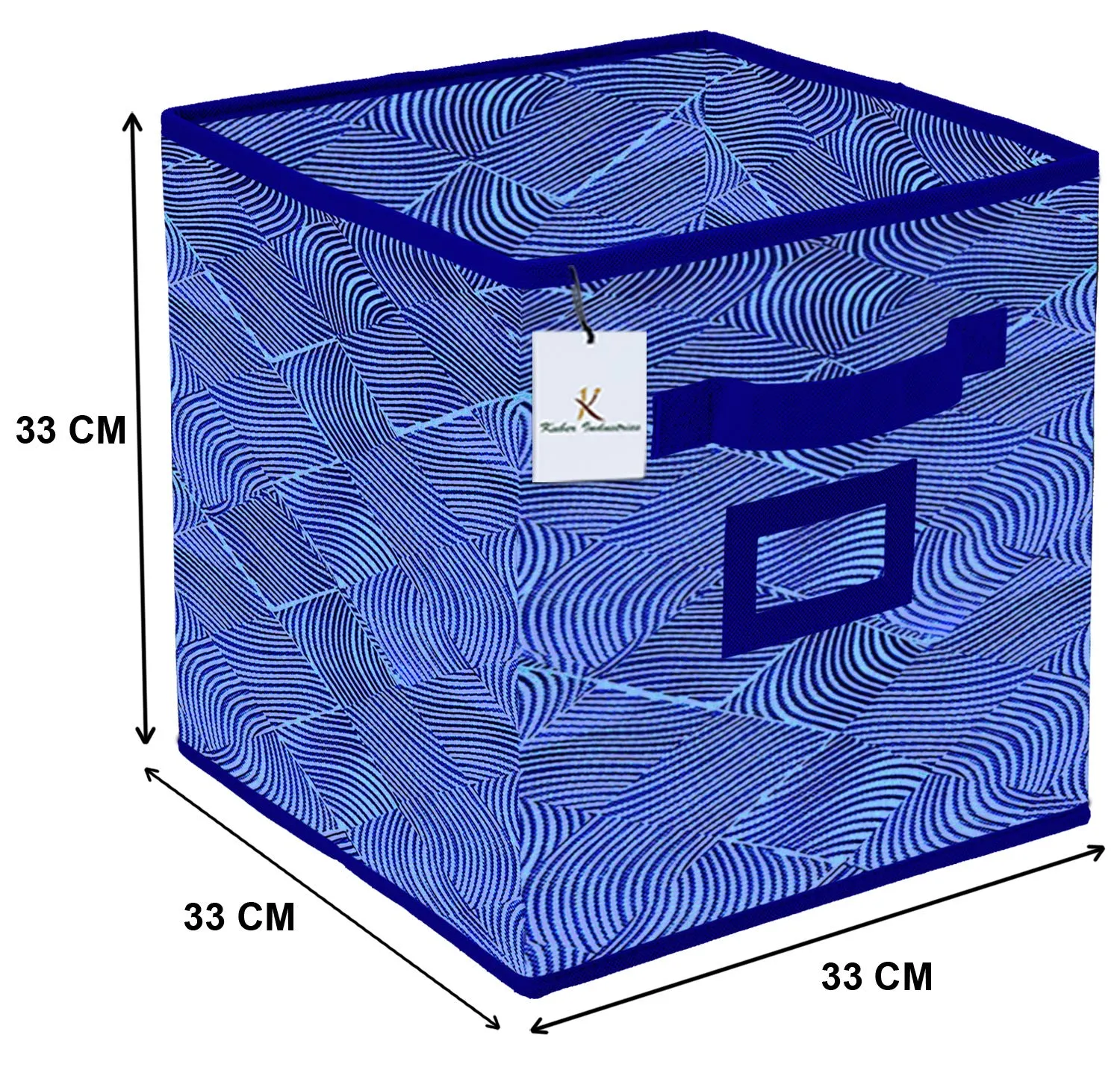 Kuber Industries Laheriya Design Non Woven Large Foldable Storage Organiser Cubes/Boxes (Blue) - CTGTC36088