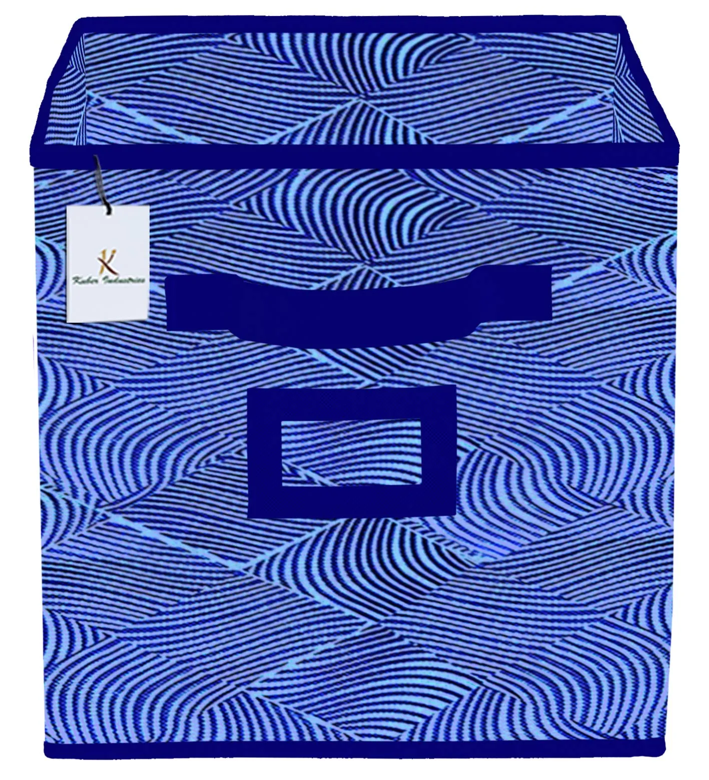 Kuber Industries Laheriya Design Non Woven Large Foldable Storage Organiser Cubes/Boxes (Blue) - CTGTC36088