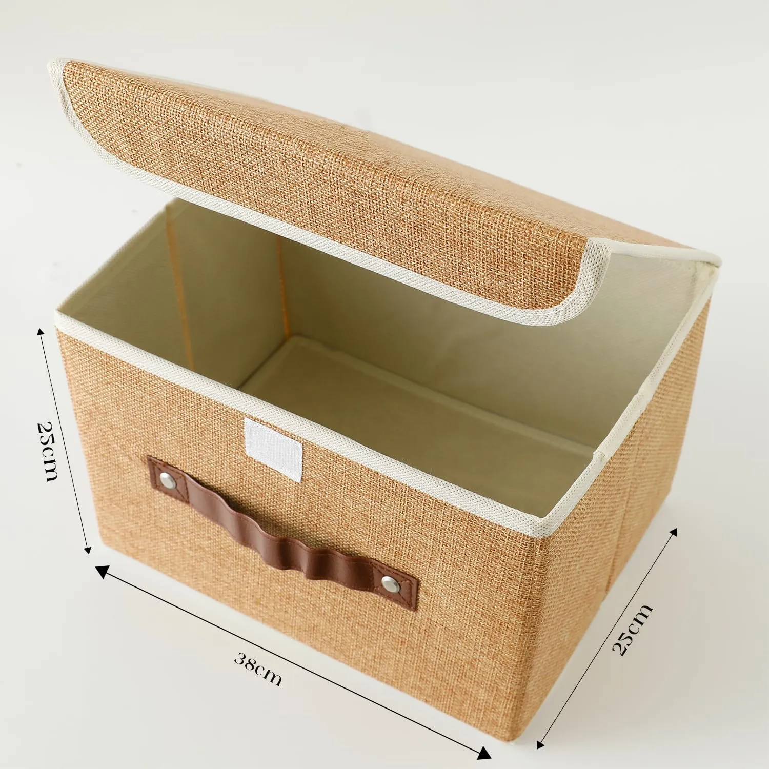 Kuber Industries Large Storage Box With Lid|Foldable Toys Storage Bin|Wardrobe Organizer For clothes|Front Handle & Sturdy Pack Of-4 (Khadi)