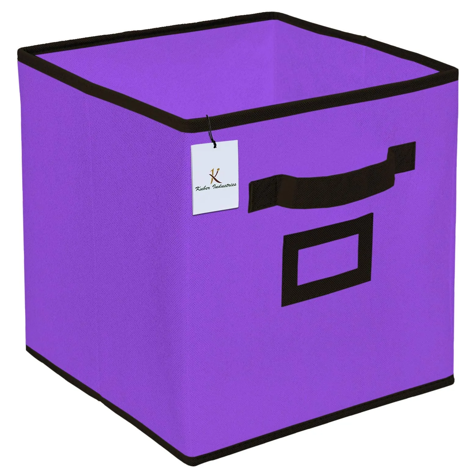 Kuber Industries Non Woven 6 Pieces Small Foldable Storage Organiser Cubes/Boxes (Coffee & Purple) - CTKTC35204