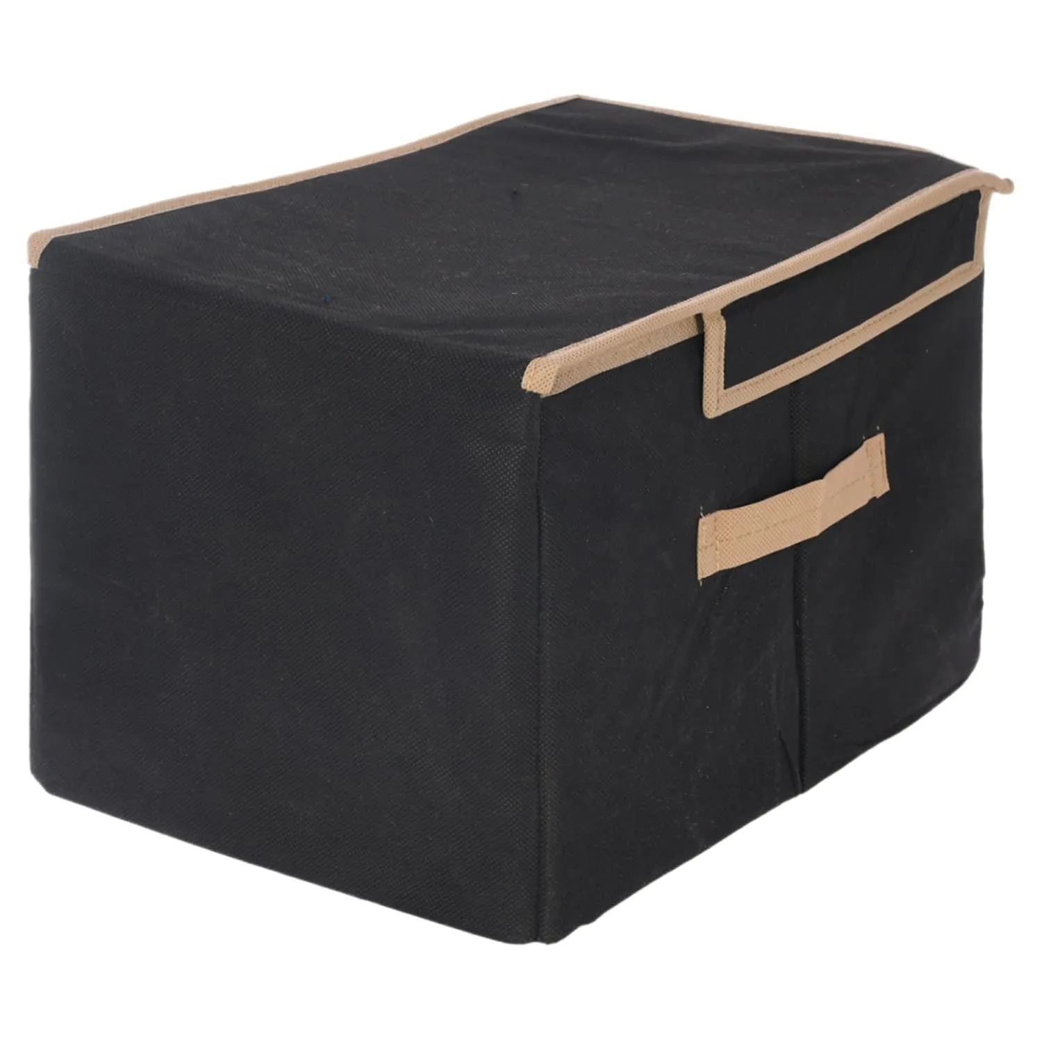 Kuber Industries Non-Woven Foldable Shirt Stacker/Wardrobe Organizer For Shirts, Sarees, Lehengas With Handle & Lid (Black)
