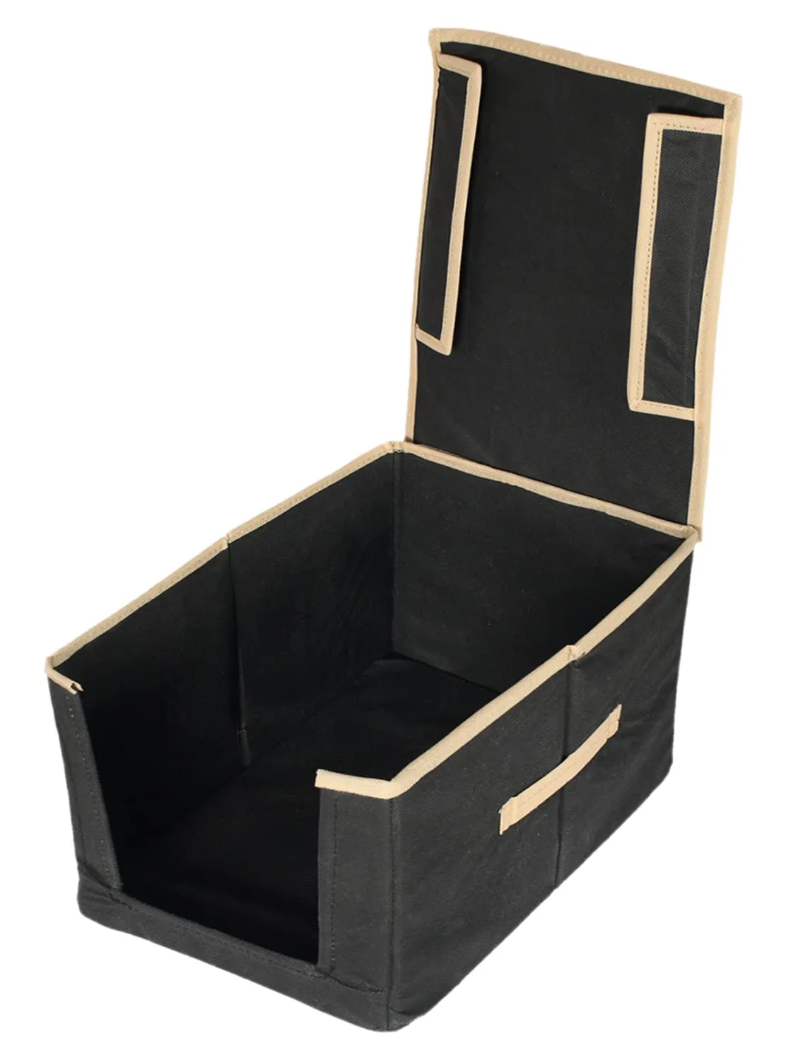 Kuber Industries Non-Woven Foldable Shirt Stacker/Wardrobe Organizer For Shirts, Sarees, Lehengas With Handle & Lid (Black)