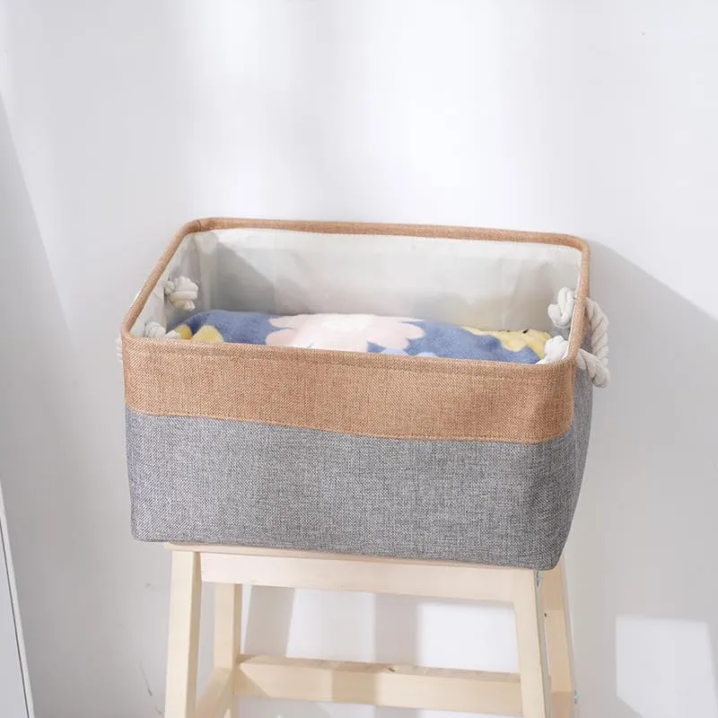 Kuber Industries Pack Of 5 Stackable Storage Basket|Foldable Toy Storage Bin|Wardrobe Organizer For Clothes|3 Different Sizes (Grey & Brown)