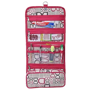 Kuber Industries Rexine 1 Piece Foldable Wall Hanging Travel Cosmetic Make up Organiser Kit (Pink) -CTKTC6237