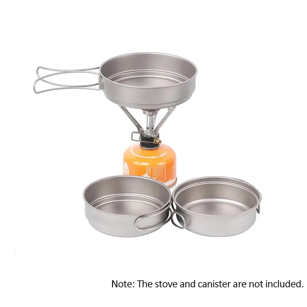 Lixada 350ml/500ml Ultralight Titanium Frypan Outdoor Camping Hiking Picnic Backpacking Cooking Frying Pan with Foldable Handles