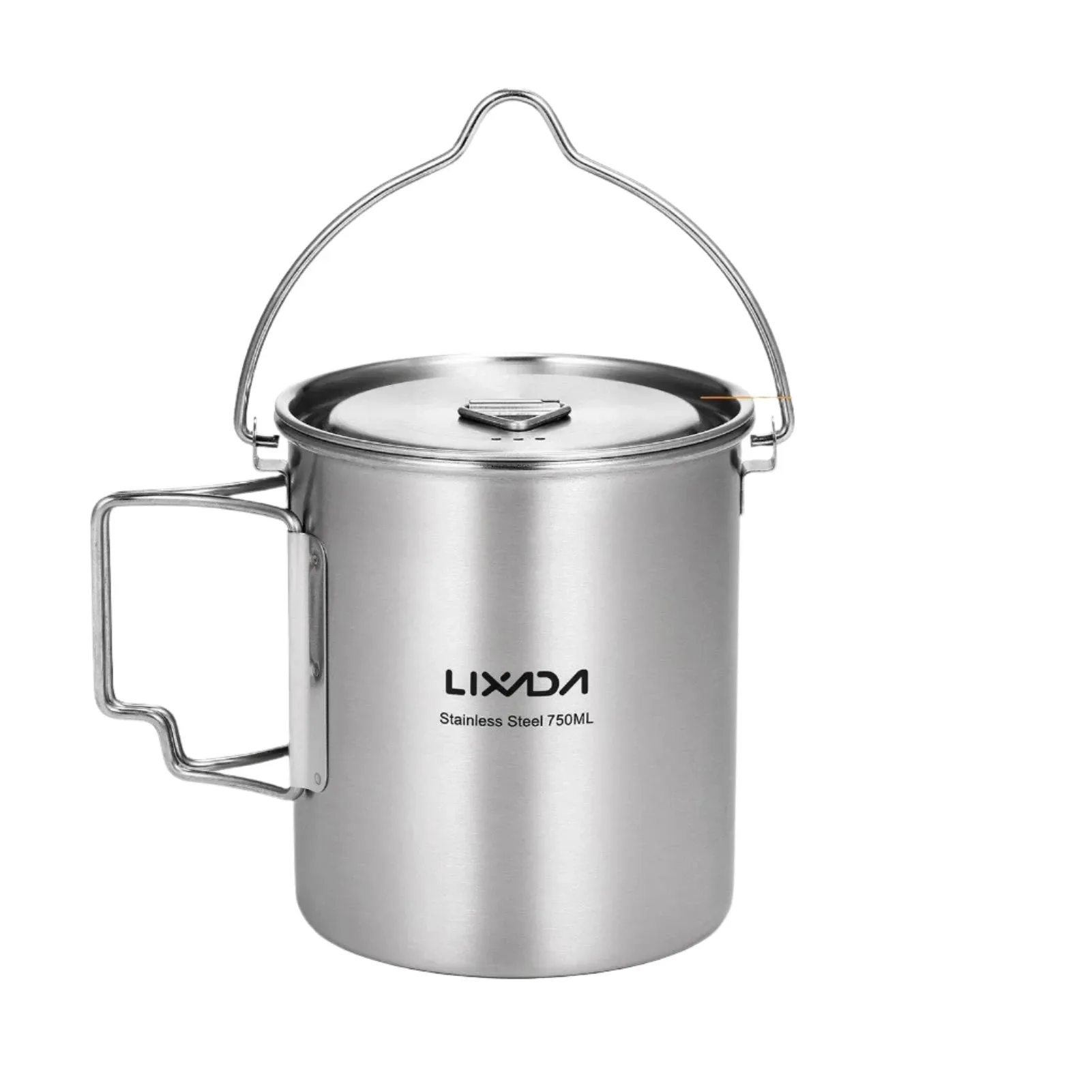 Lixada 750ml Cup Outdoor Stainless Steel Water Cup Mug with Foldable Handles and Lid for Camping Hiking Backpacking