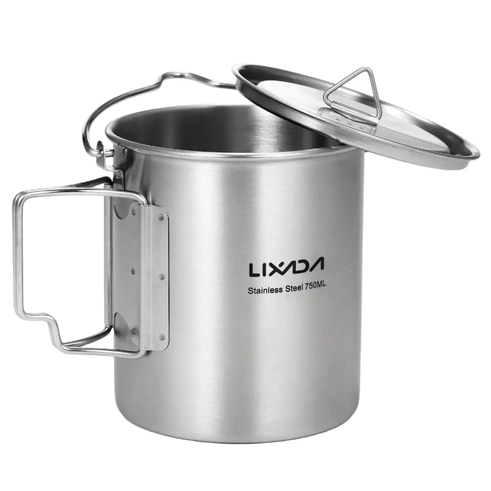 Lixada 750ml Cup Outdoor Stainless Steel Water Cup Mug with Foldable Handles and Lid for Camping Hiking Backpacking