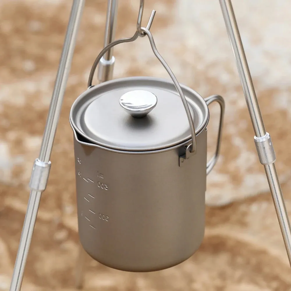 Lixada 750ml Titanium Coffee Cup Mug French Press Pot Coffee Maker Outdoor Camping Cooking Pot With Folding Titanium Spoon 2022