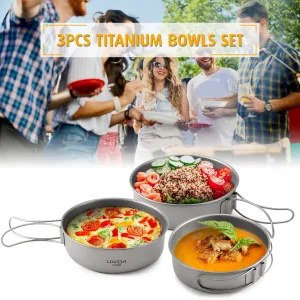 Lixada Titanium 600ml Kettle Bowls Pan Pot Spatula Barbecue Grill Skewers Set Outdoor Camping Picnic Tableware Cookware Set