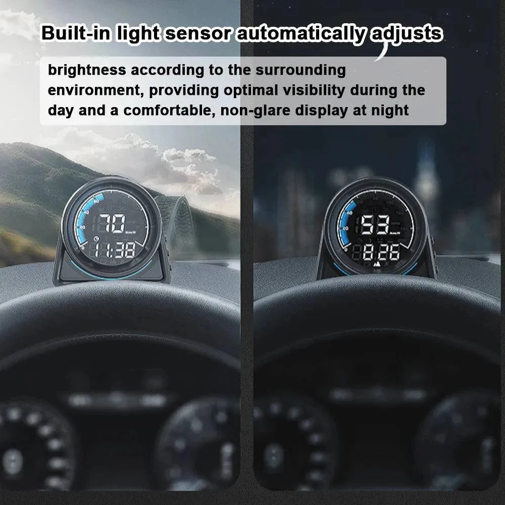 Multifunctional Car Headup Display GPS Digital Speedometer KMH/MPH with LED Display Overspeed Alarm Fatigue Driving Reminder