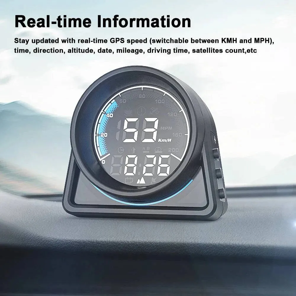 Multifunctional Car Headup Display GPS Digital Speedometer KMH/MPH with LED Display Overspeed Alarm Fatigue Driving Reminder