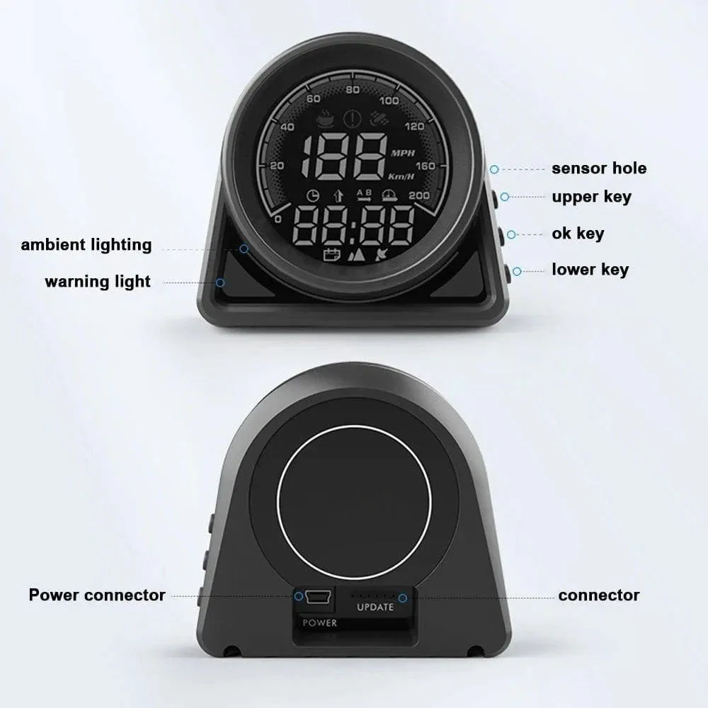 Multifunctional Car Headup Display GPS Digital Speedometer KMH/MPH with LED Display Overspeed Alarm Fatigue Driving Reminder
