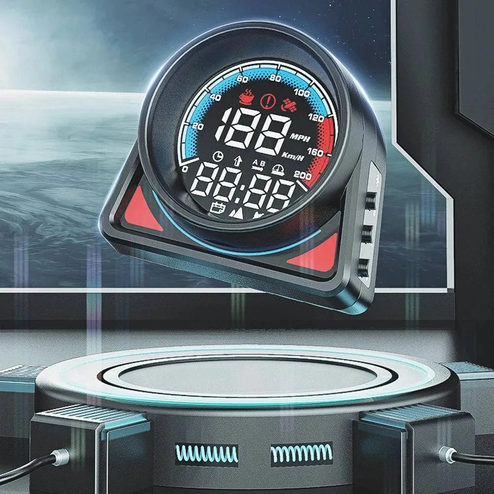 Multifunctional Car Headup Display GPS Digital Speedometer KMH/MPH with LED Display Overspeed Alarm Fatigue Driving Reminder